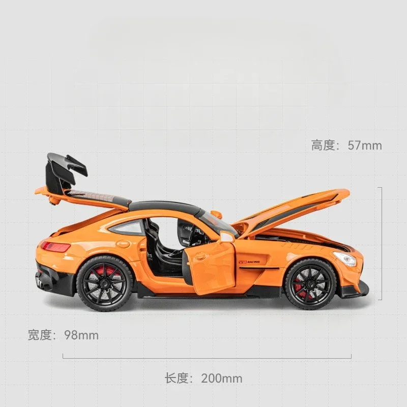 1:22 Mercedes- GTR Sports Car Simulation Diecast Metal Alloy Model Car Sound Light Pull Back Collection Kids Toy Gifts