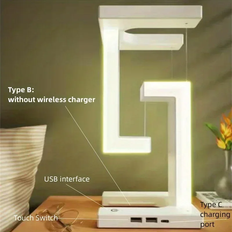 Anti-gravity Suspension Light Wireless Charger Desk LED Light Foldable Adjustable ForiPhone 15 14 13 Pro Max Mobile Phone Holder