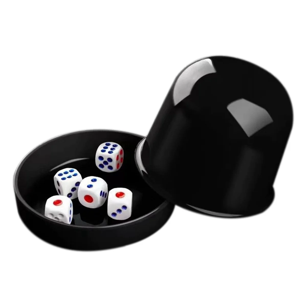 ONCE Plastic Poker Dice Cup Set with 5 Dices Shaking Cup Drinking Board Game Dice Box Black