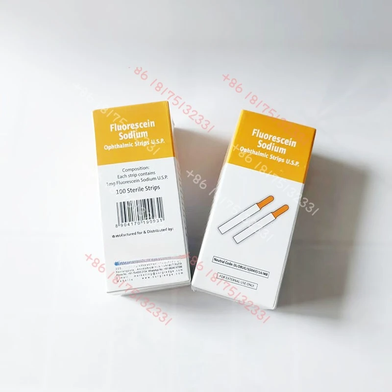 100 Pcs/Box Sodium Fluorescein Tear Fluid Rapid Ophthalmic Test Strips Disposable Consumables For Eye Clinical Examination