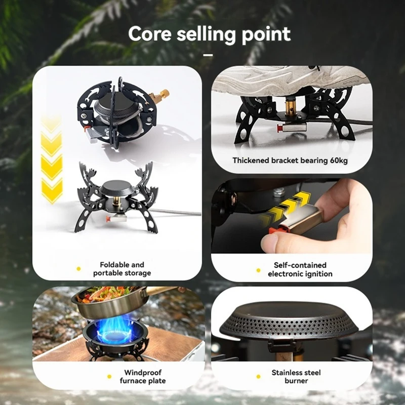 Outdoor Five-Star Fierce Stove Highpower Camping Barbecue Portable Windproof Stainless Steel Folding Stove