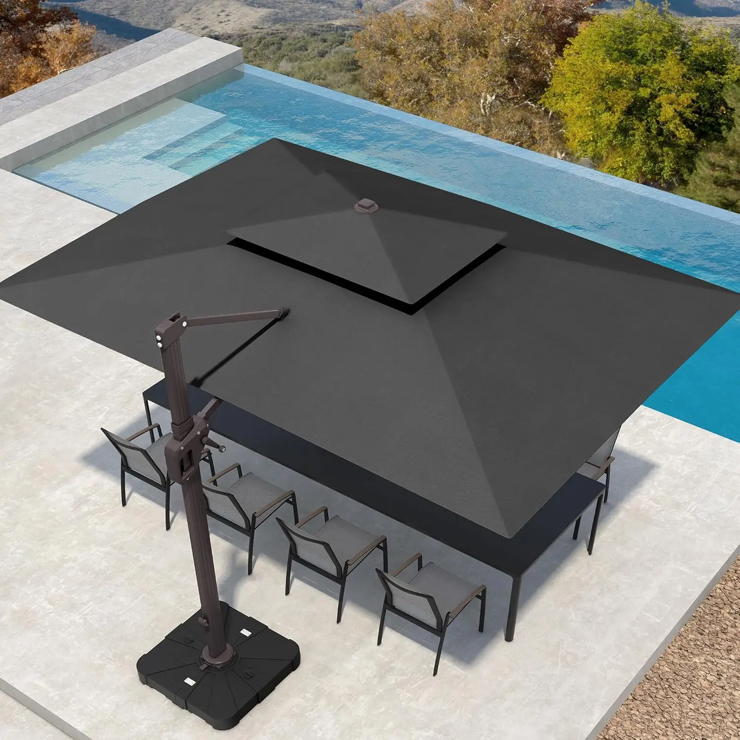 

Patio Umbrella Outdoor Large Rectangle Offset Cantilever Umbrellas Double Top Heavy Duty Windproof with 360-degree Rot