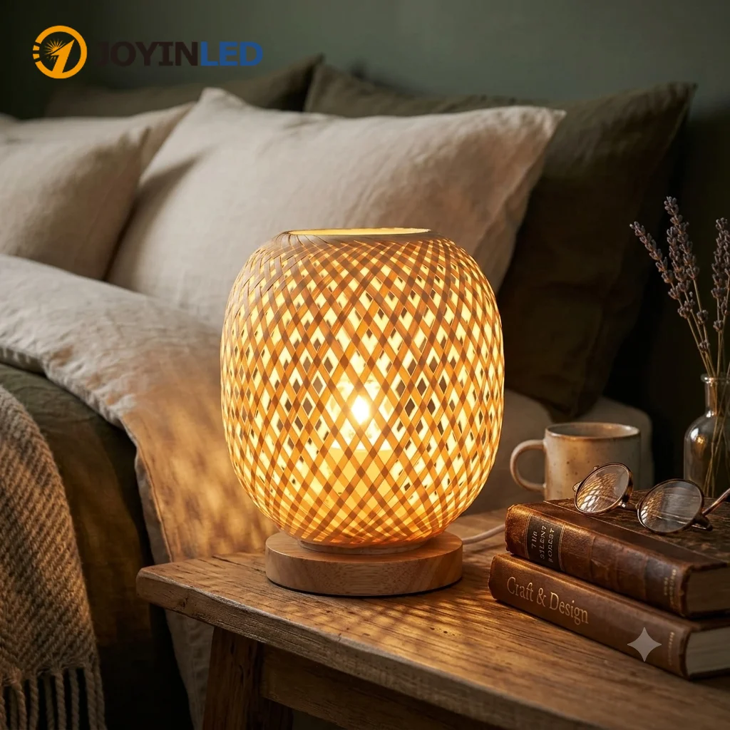 JOYINLED Japanese Style Bamboo Lamp Shade Hand Woven Rattan Decorative Lamp Cover for Table Lamp Bedside Light Home Decor