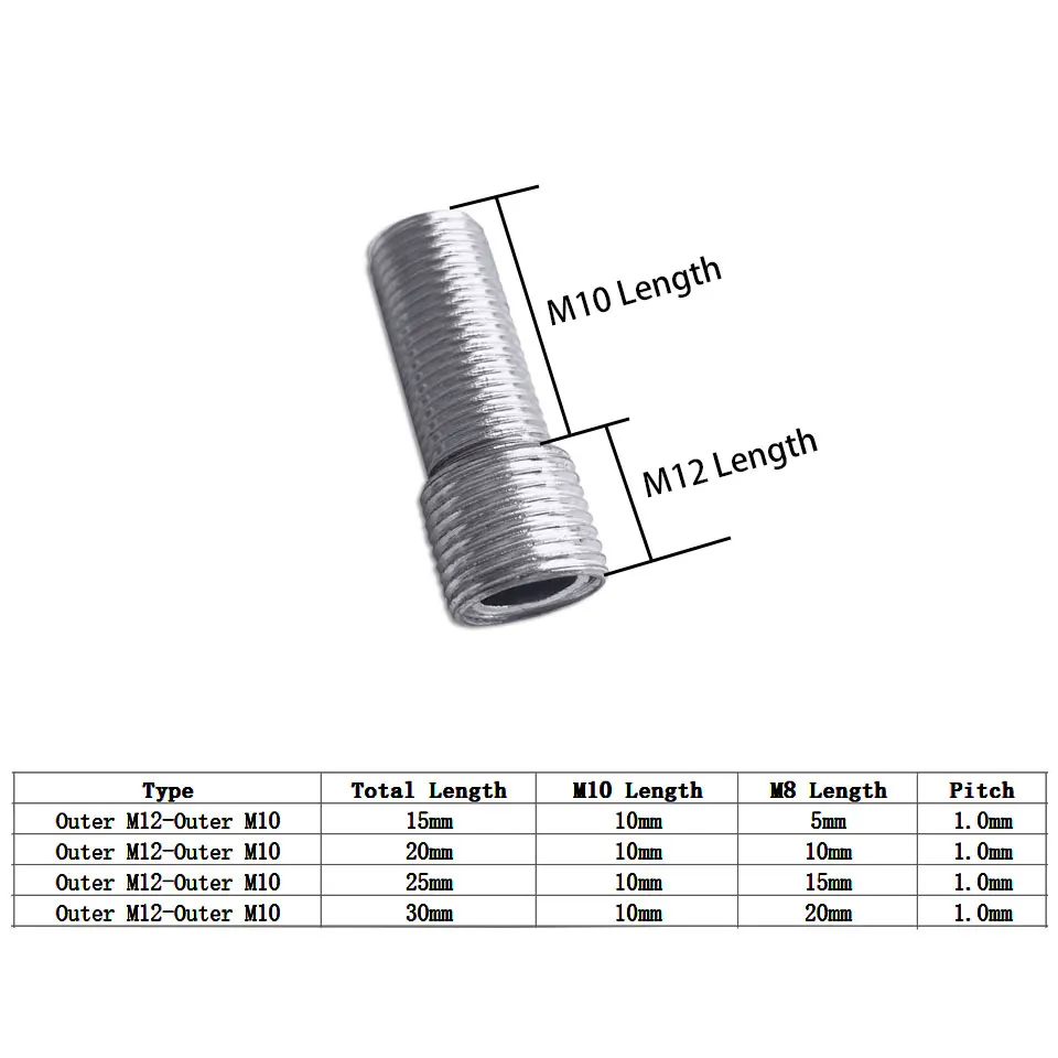 3pcs Outer M10 To Outer M6 M8 Adapter Screw Outer M12 To M10 Threaded Tube Screw Pitch 1.0mm Tooth Tube Converter Nut Adapter