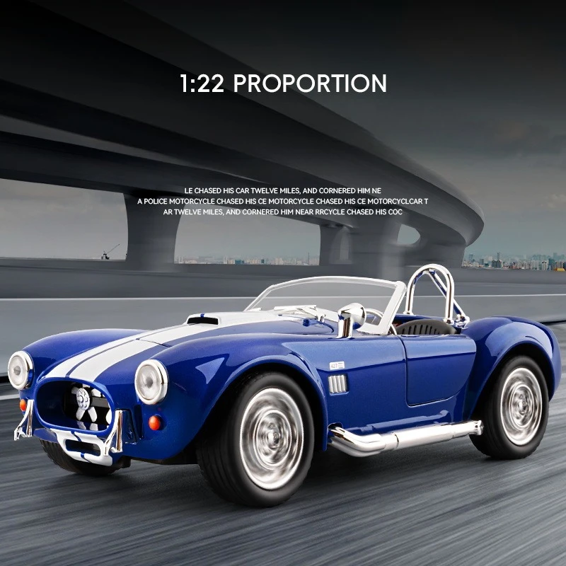 

Boxed Jiaye 1:22 Cobra Convertible Roadster Model Simulation Alloy Sound and Light Pull Back Toy Car Collection Ornament