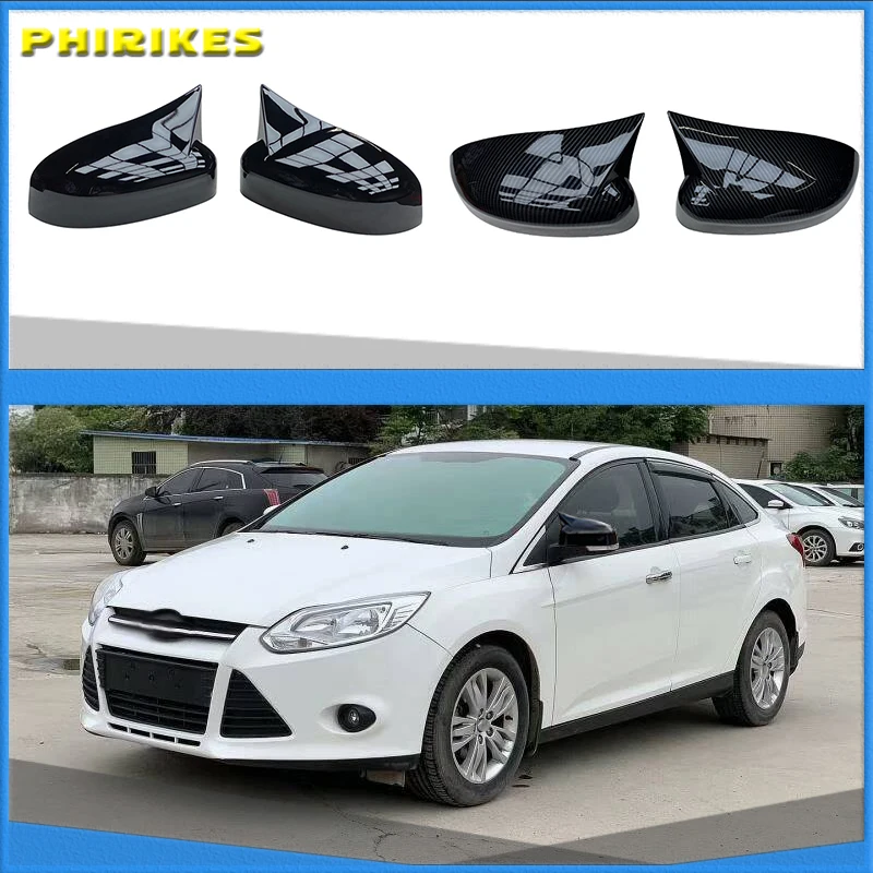 Carbon Fiber Bright black Side Rearview Mirror Cover For Ford Focus MK2 MK3 2008 2009 2010 2011 2012 2013 2014 2015 2016 2017