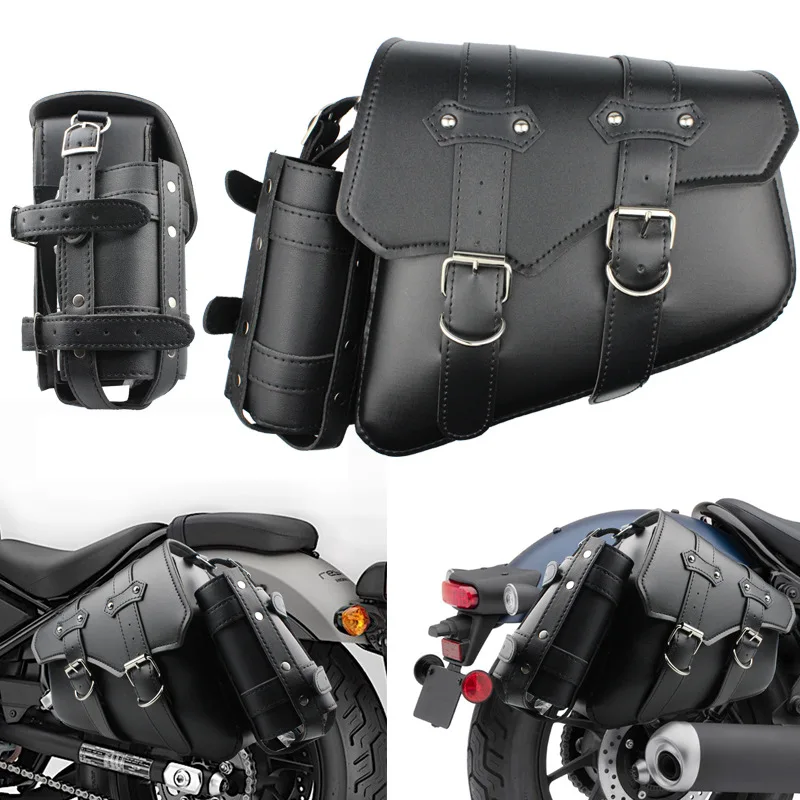 

PU Leather Motorcycle Saddlebags Luggage Saddle Bag Pouch Side Tool Pouch Bag for Harley Sportster XL 883 1200 48 72