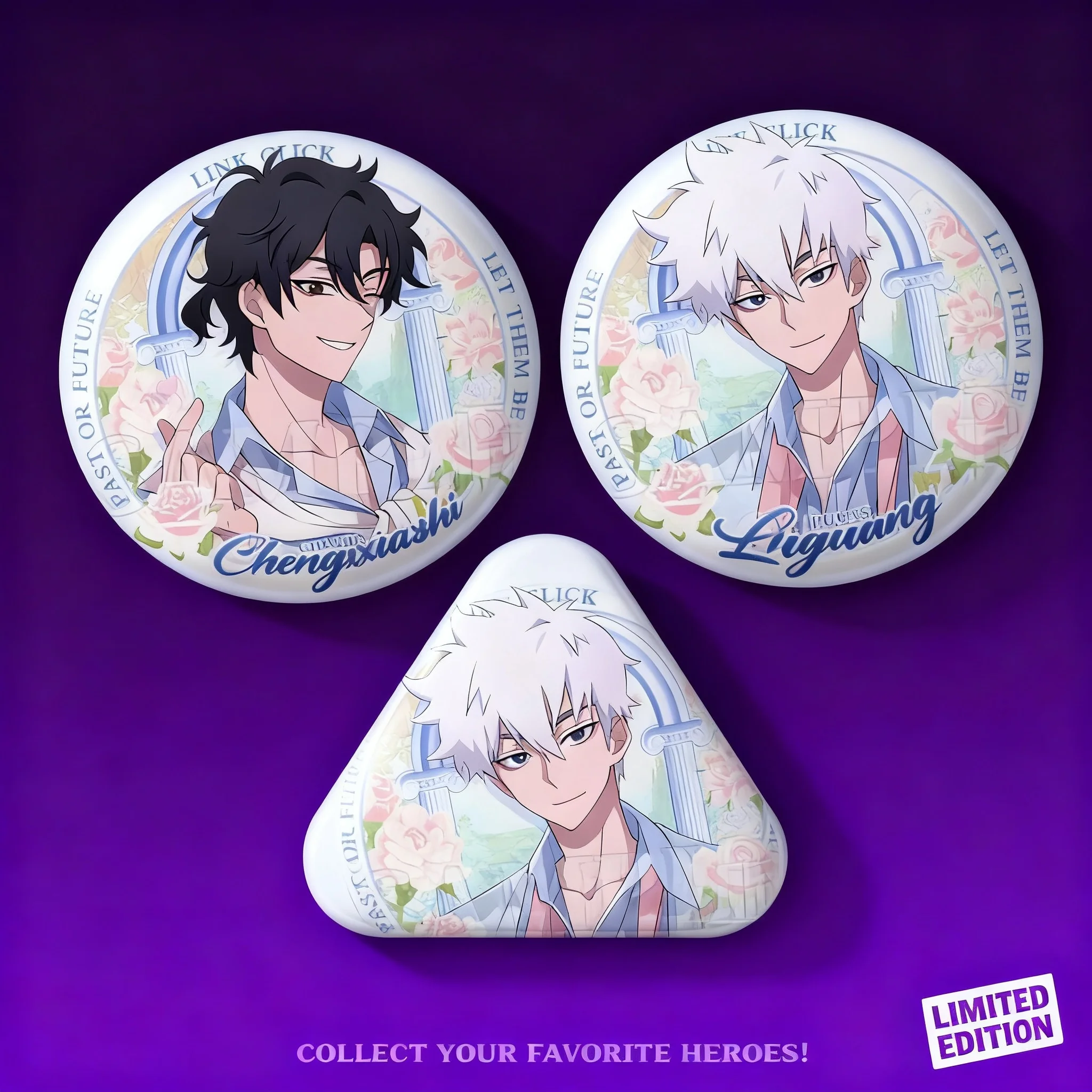 Pin Grande de 75mm con Insignia de Doble Flash de Anime Time Agent, Mercancía de Cheng Xiaoshi Qiao Ling, Artículos de Anime Coleccionables, Fan Art, Cosplay