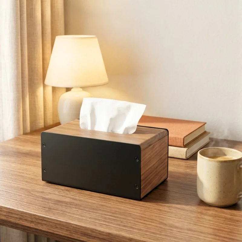 Wooden Rectangular Tissue Box Vintage Tissue Boxes Luxury Napkin Case Decorative Living Room Napkin Cases Table Decorations