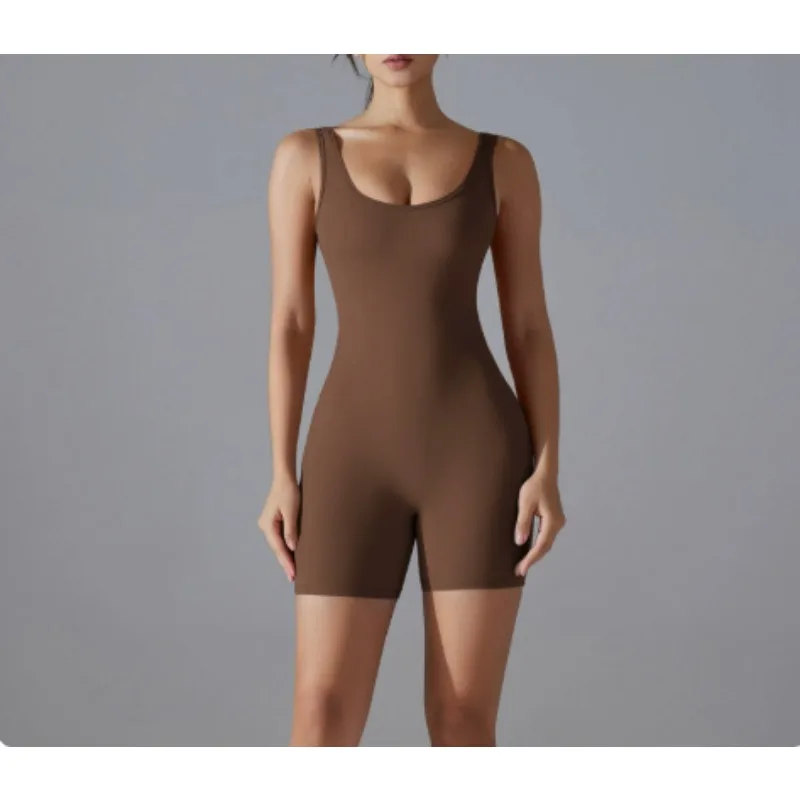 Seamless Yoga Jumpsuits Sports Fitness Backless Rolling buttocks Running Workout Gym One-piece Shorts Tracksuits for Women