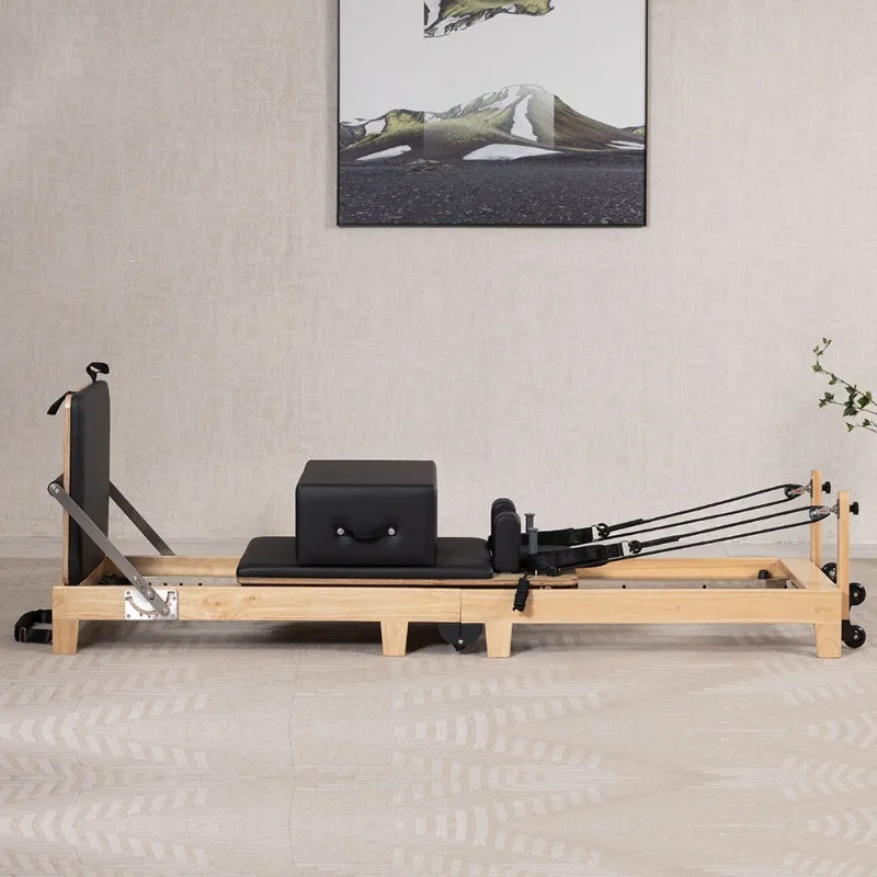 

YTYIN Foldable Wood Body Building Pilates Training Equipment Durable Studio Home Use Pilates Reformer