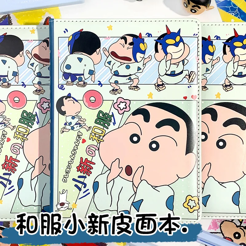 

New Kimono Crayon shin-chanA5 Color Page Leather Notebook Cute Printed Handdrawn Ledger Diary