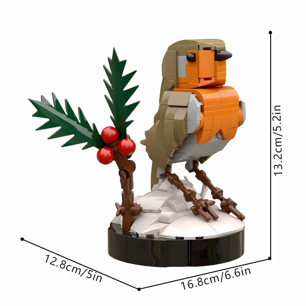 Gobricks MOC Robin in Winter Birds Building Blocks Model Christmas Flame Robin Birds Bricks Assembly Educational Toys Kids Gifts view 6