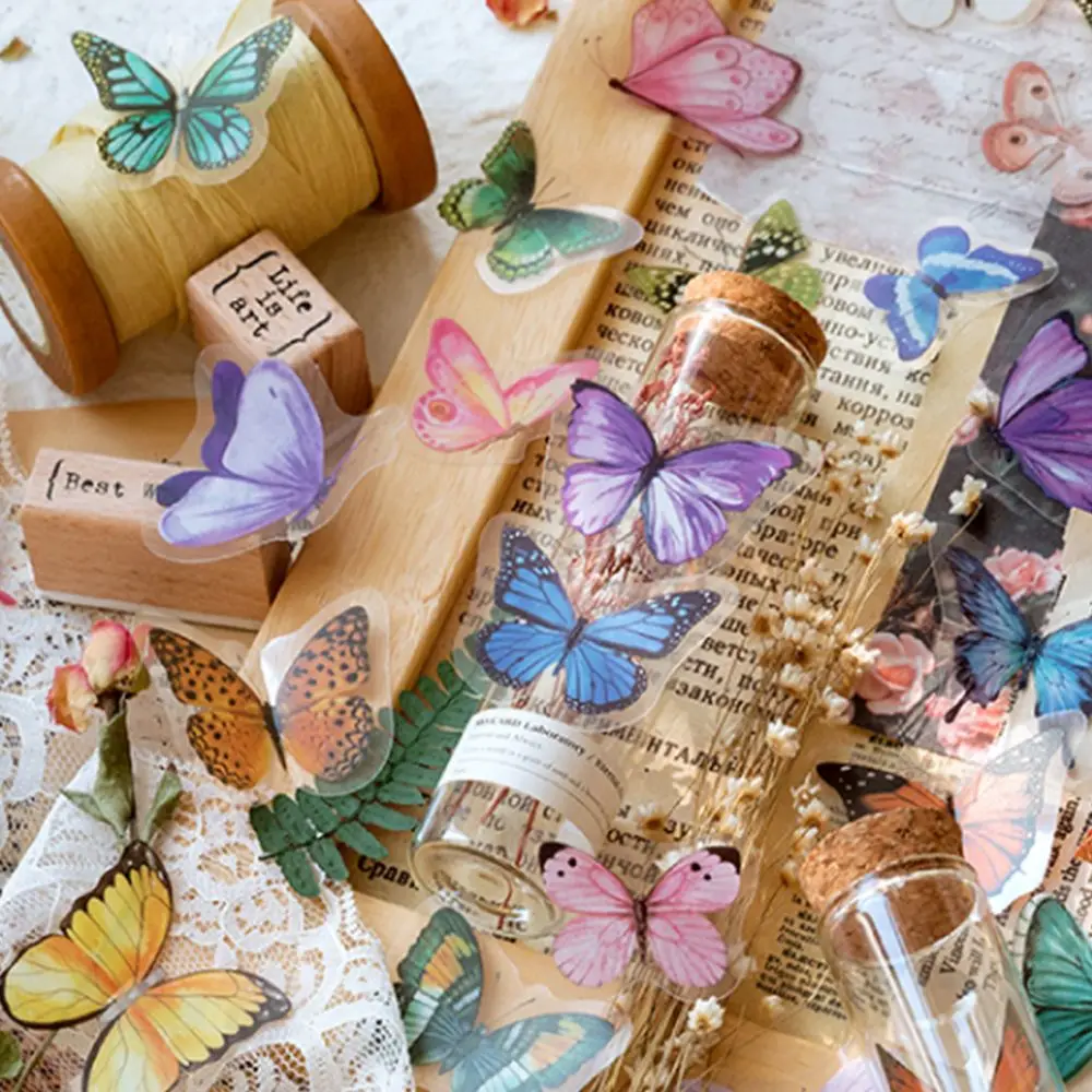 레트로 DIY 재료 핸드북 노트북 문구 스티커 스크랩북 스티커 저널 스티커 나비 장식 스티커