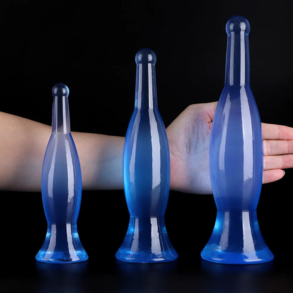 29cm Crystal Blue Vase Anal Plug Butt Plug Health Soft TPE Material Beer Bottle Shape Anal Dildo Adult Anal Sex Toys For Women