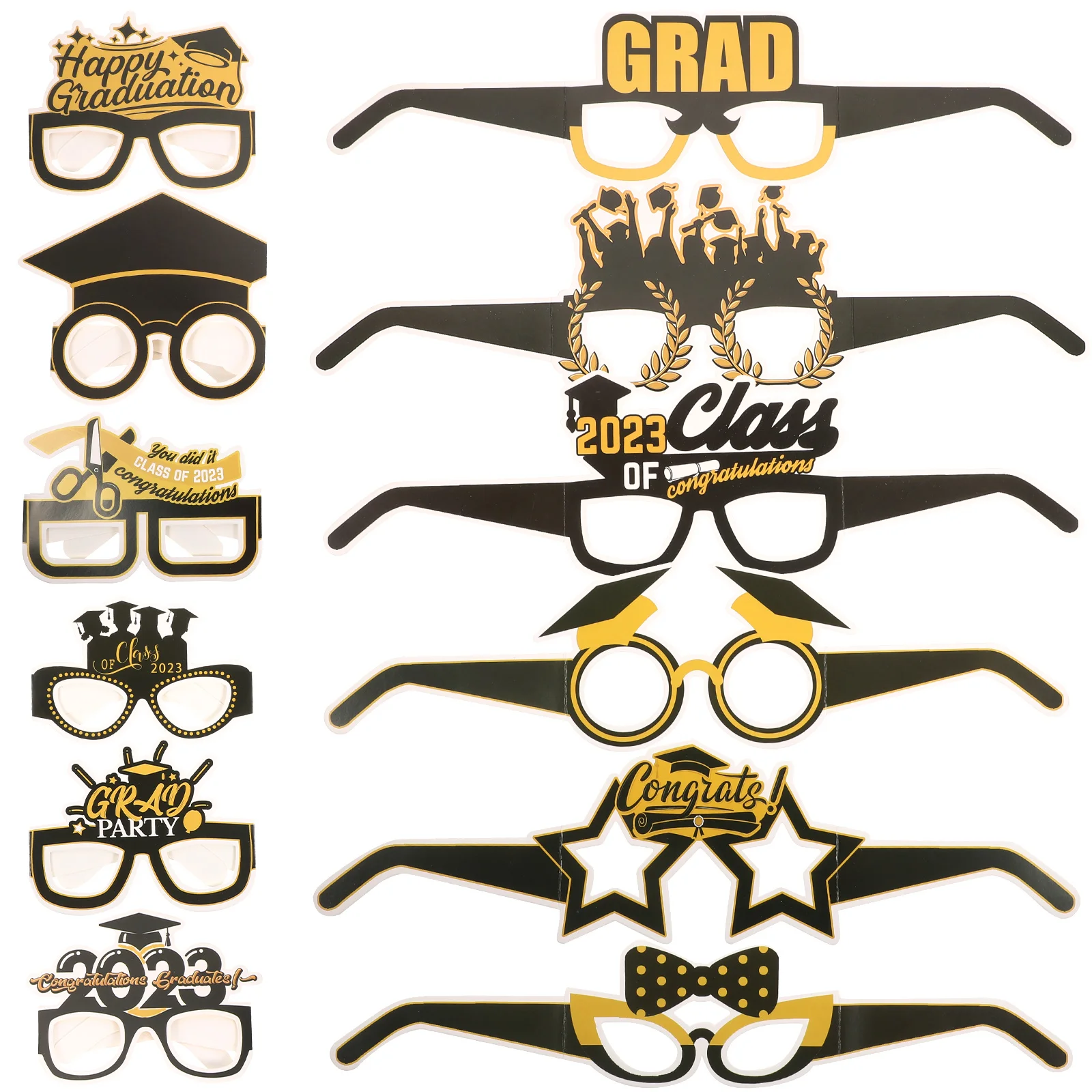 

12pcs Paper Glasses Graduation Decorations Photo Props Party Accessories 2023 Eyewear Glass Frames Novelty Glasses