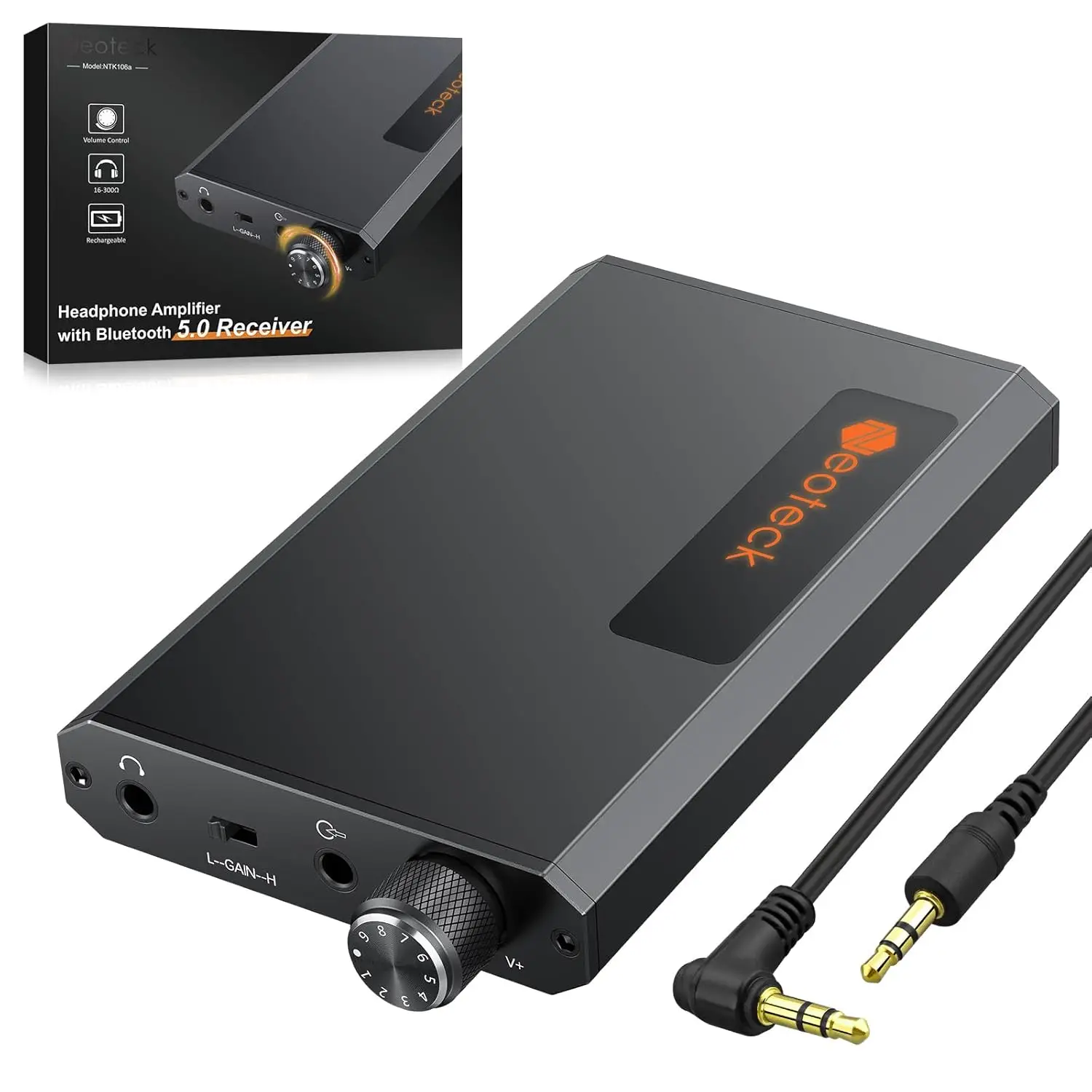 

Neoteck Bluetooth 5.0 Amp,3.5mm Jack,16-300 Ohm,Two-Stage Gain,Aluminum Matte