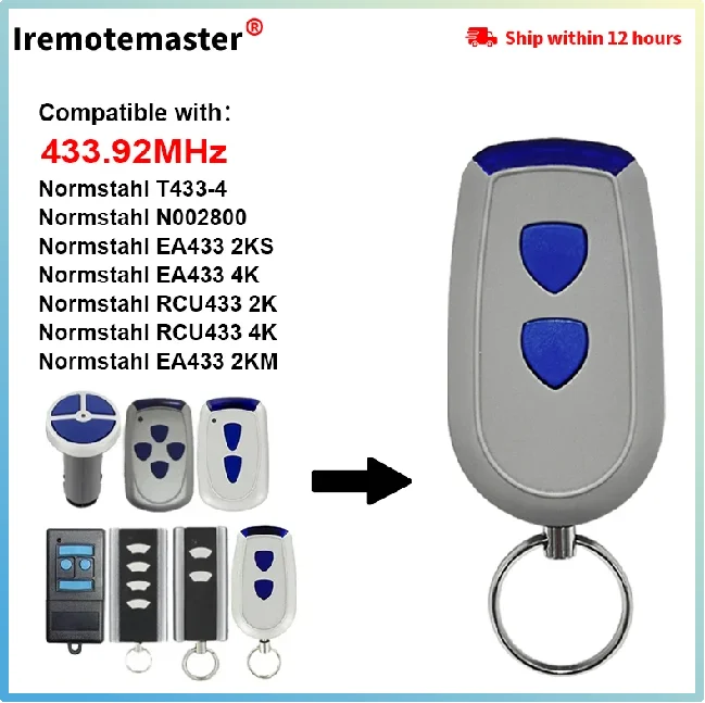 

For Normstahl / Crawford Standard Steel T433-4 Garage Remote Control RCU 433 2K 4K EA 433 2KS 4KS N002800 433MHz Rolling Code