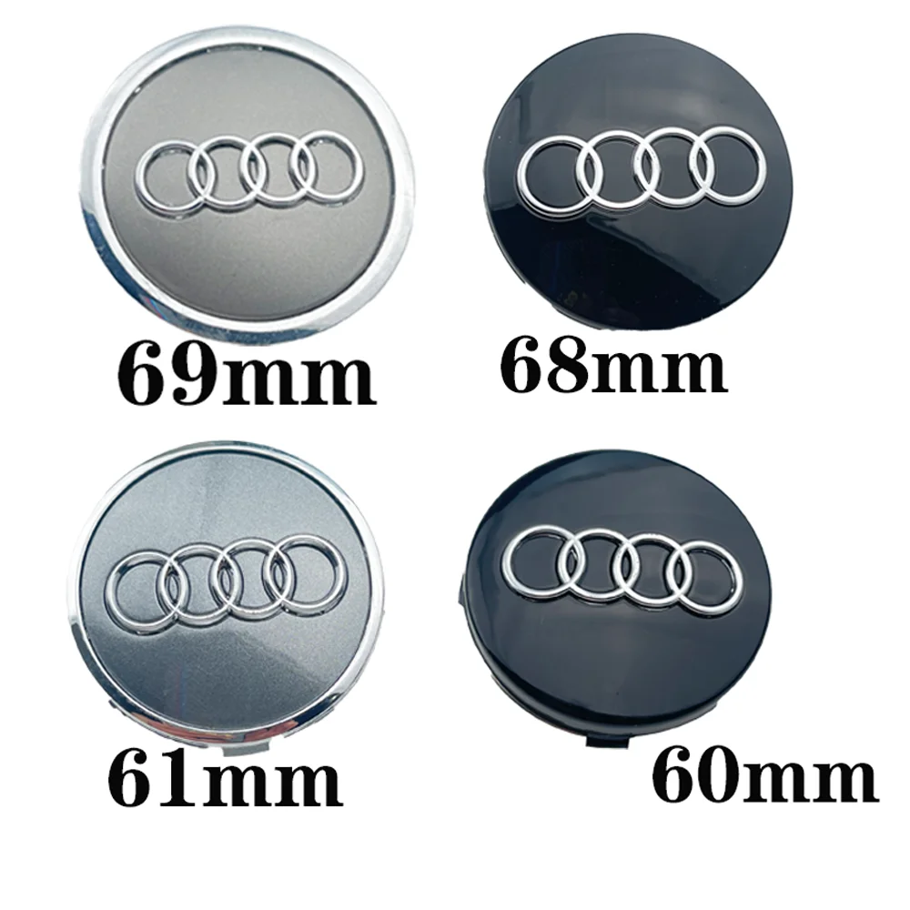 4pcs For Audi A3 A4 B8 A6 C7 A5 Q5 Q3 Q7 S3 S4 S5 S6 S8 Car Wheel Hub Center Caps 60mm 61mm 68mm 69mm Rim Cover Accessorie