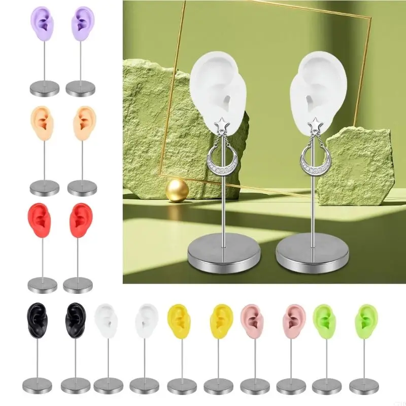 C71D Flexible Left Right Ear Simulation for Earring Showcase Realistic Human Ear Simulation Stylish Jewelry Display Stand