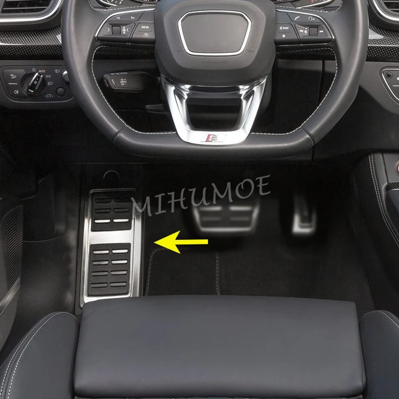 LHD Steel Footrest Dead Pedal Cover Foot Rest Pad For Audi Q5 Sportback FY 2017 2018 2019 2020 2021 2022 2023 2024