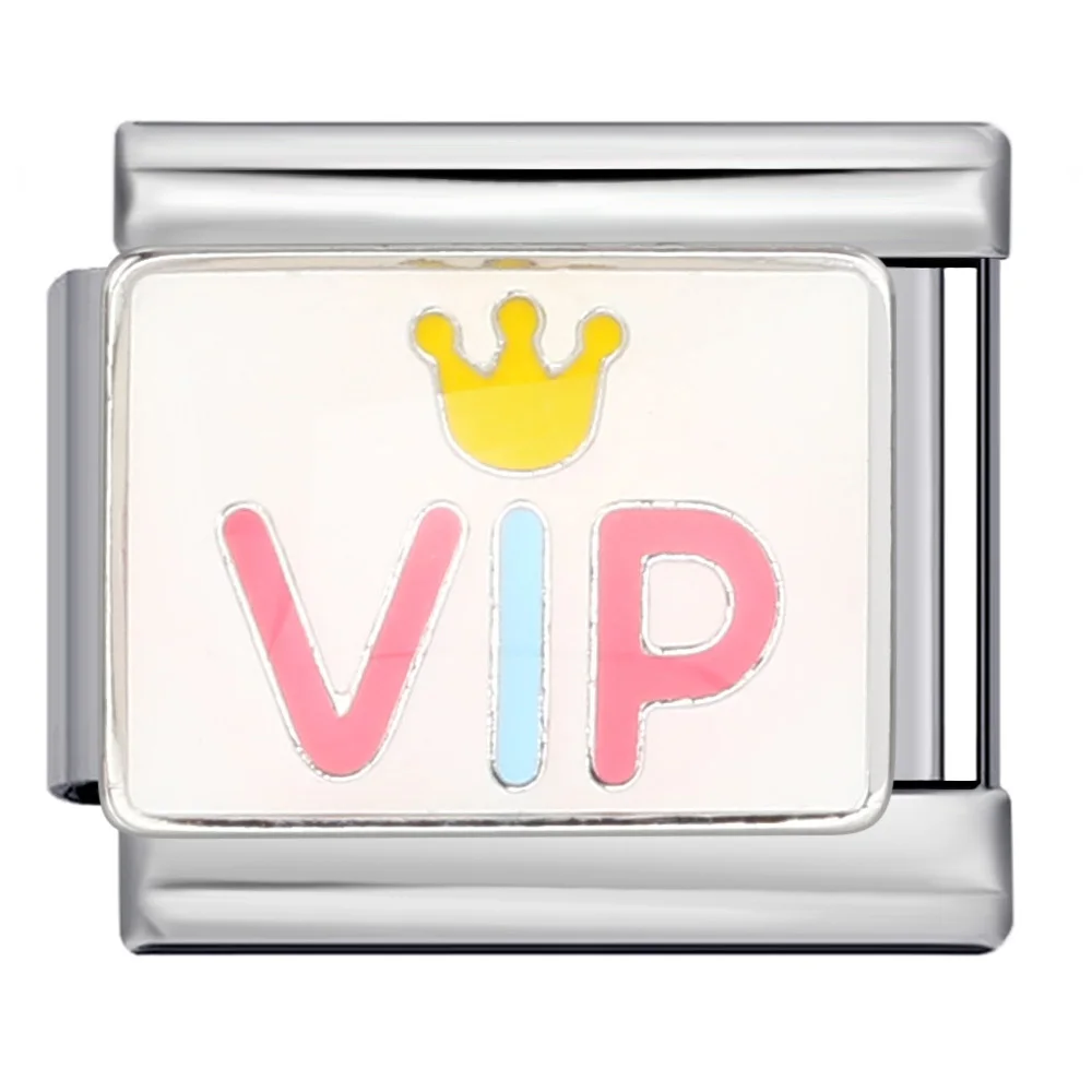 Y2k Süße Rosa Serie BFF VIP YAY LOVE Süßer Italienischer Charm-Link Passend für 9mm Edelstahl-Armband DIY Schmuckherstellung mit Perlen – Detail 2