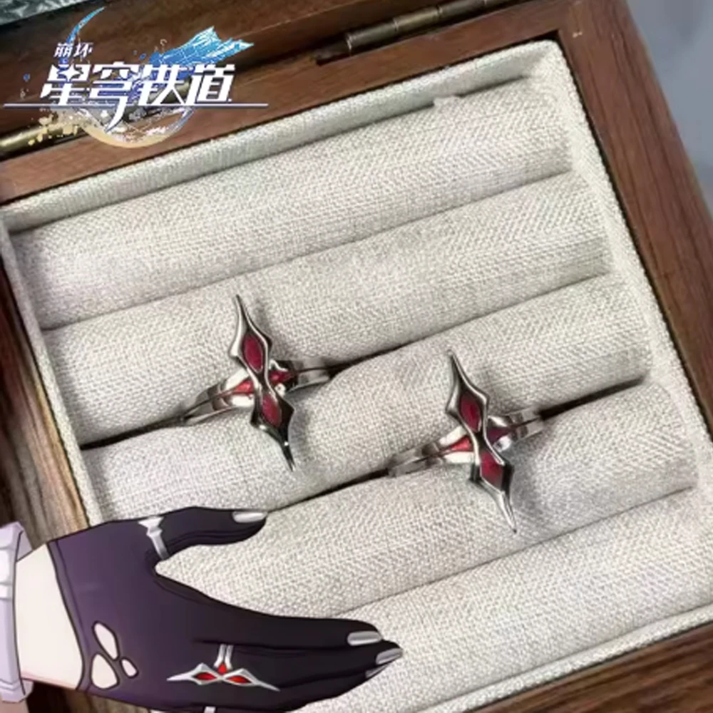 Game Honkai Star Rail March 7th Cosplay Ring Gothic Rock Irregular Shaped Adjustable Opening Ring Jewelry Accessories