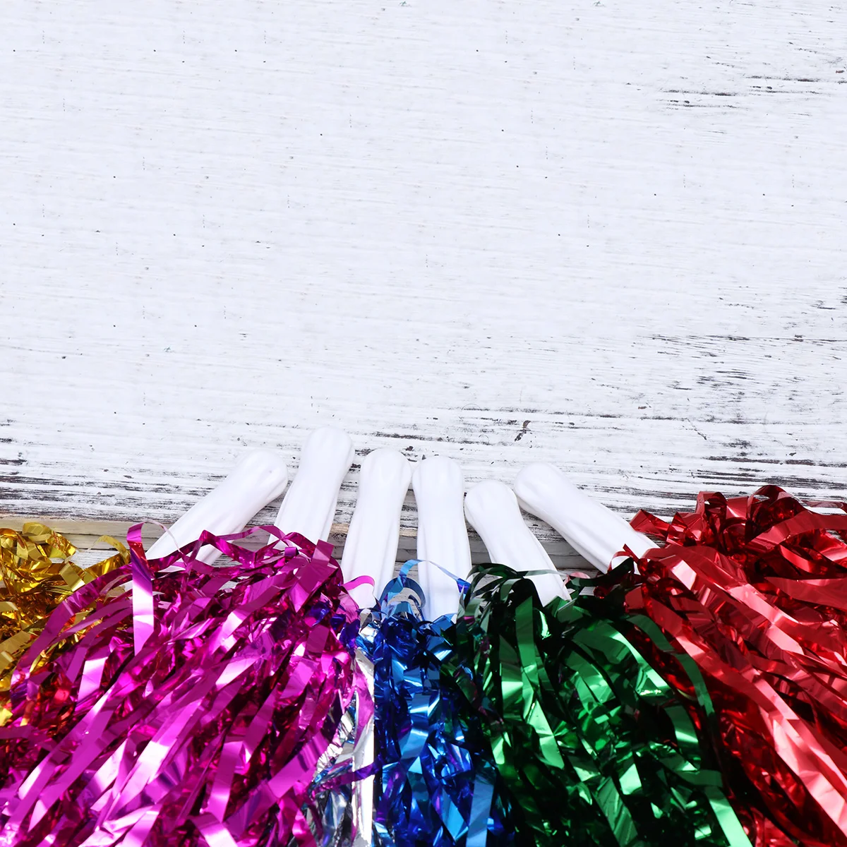 

12pcs Hand Flower Blue Props Cheerleader Pom Poms Kids College Sports Events Plastic Ring Glossy Straight Handle
