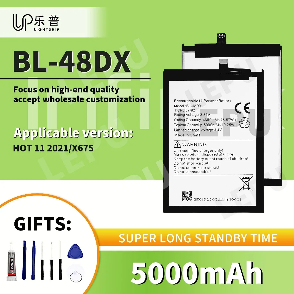 

New Replacement Battery INFINIX HOT 11 2021 Original Phone 5000mAh Battery BL-48DX for INFINIX HOT 11 2021 High Quality Battery