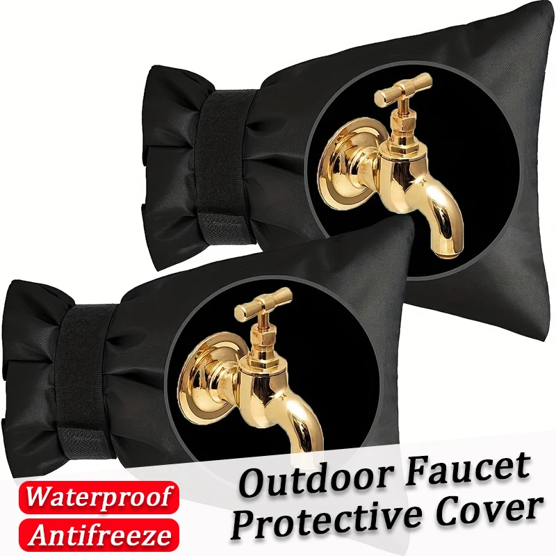 1/2pcs Outdoor Faucet Cover, Winter Outdoor Faucet Cover, Protect Garden Faucet From Freezing, Black Reusable Tap Protector