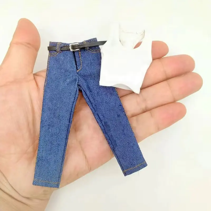 

1/12 Scale Male Hobbies Tbl White Vest with Blue Jeans Set Fit for 6inch SHF PH Action Figure Toys Body Accessories