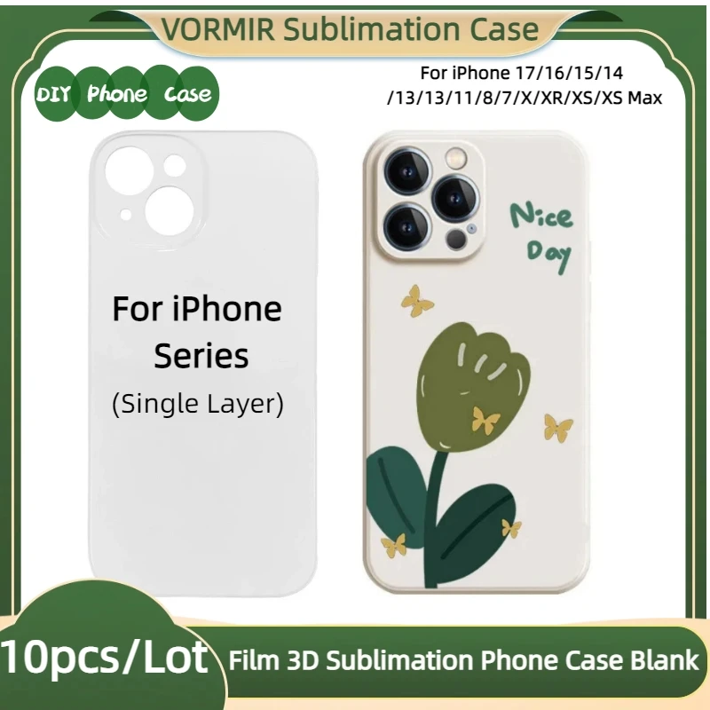 

VORMIR 10pcs 3D Film Sublimation Phone Case Blank Full Wrapped Print Hard Mobile Cell Cover For iPhone 17 16 15 14 13 12 Pro Max