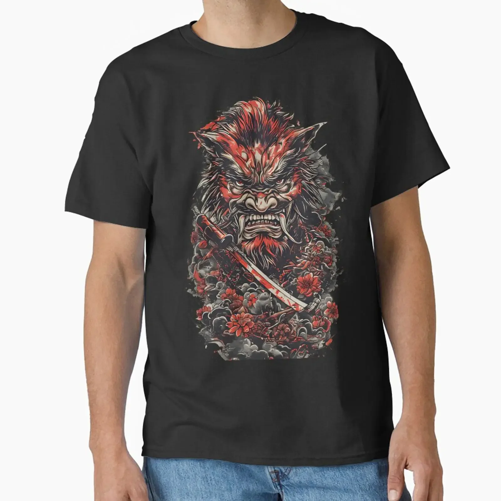 fierce oni Classic T Shirt vintage Washed Comfortable Versatile Slightly Soft Stylish Top For Everyday Wear Casual Breathable