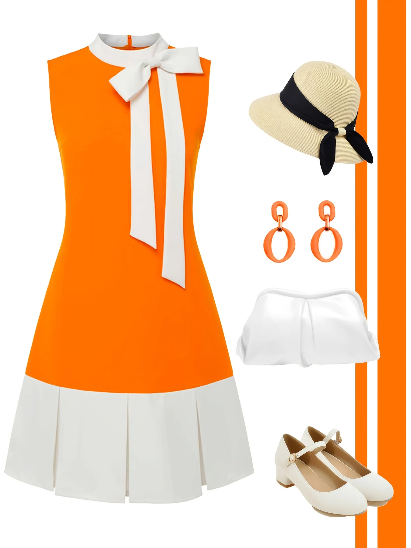 

Plus Size Women's 60s Retro Bow Sleeveless Dress Hepburn Style Elegant Bodycon Breathable Summer Dress