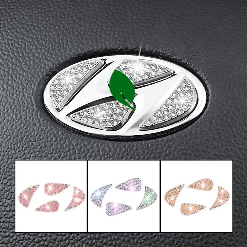 

3D Bling Steering Wheel Emblem Sticker Decal Rhinestone Women Accessories Decoration for Hyundai All Models