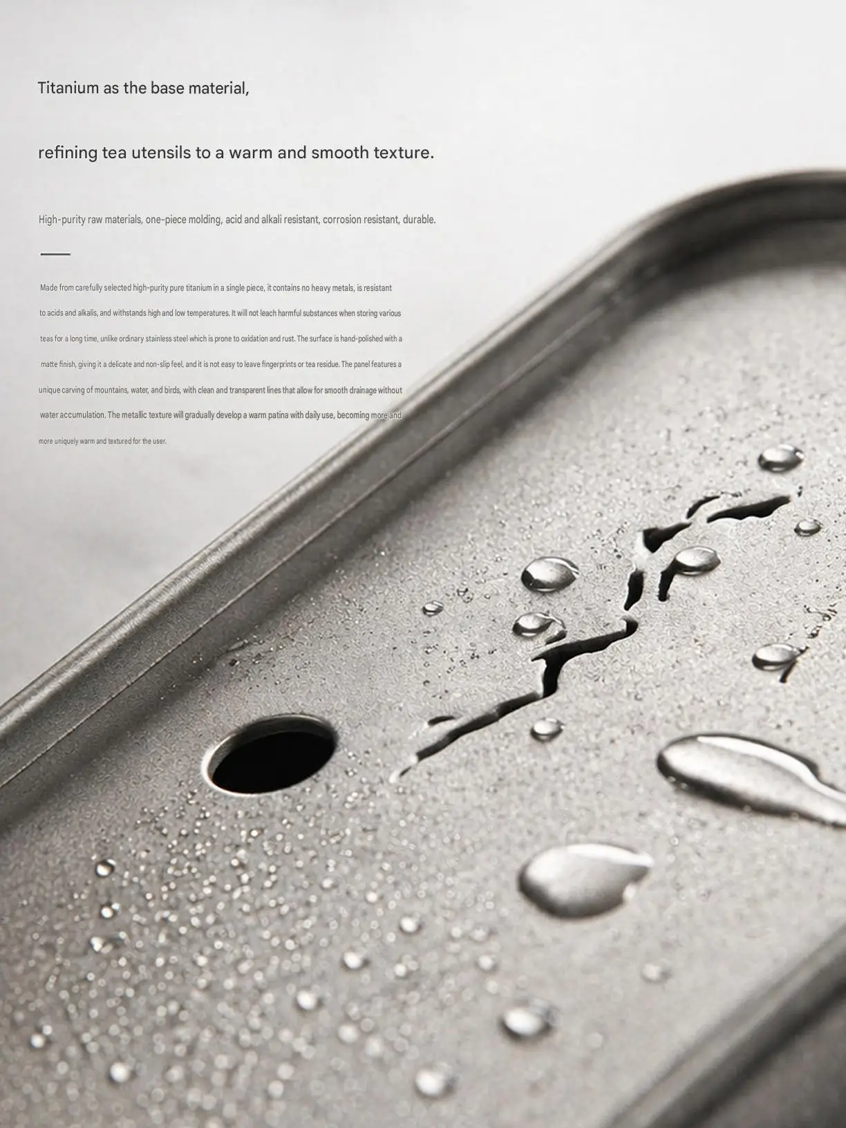Portable Pure Titanium Tea Tray Detachable Drain Water Storage Tea Plate for Outdoor Camping Household Kung Fu Tea