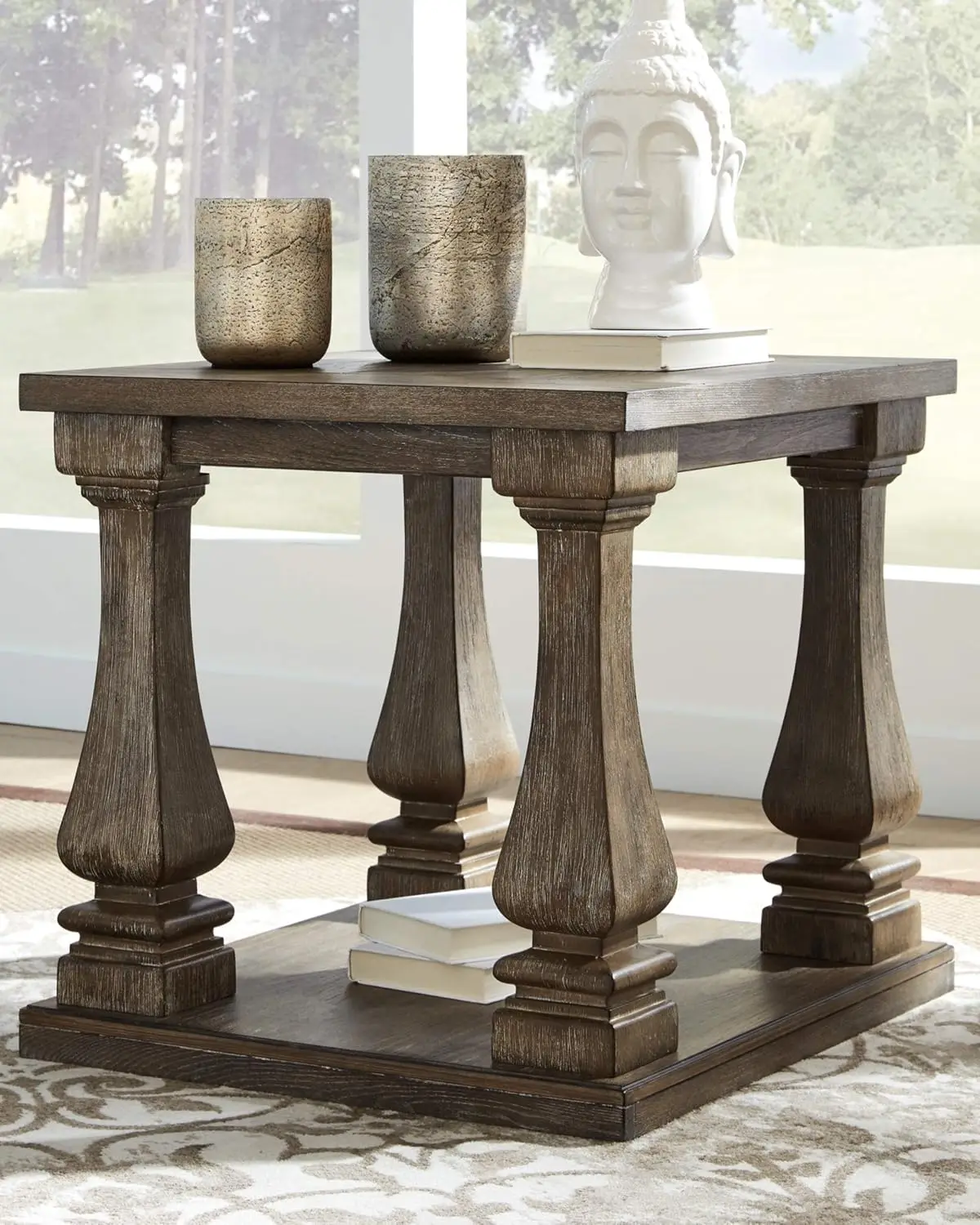 by Ashley  Modern Country Rectangular End Table, Weathered Brown