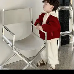 Autumn Winter Boy Children Fleece Thicken Warm Coat Girl Baby Long Sleeve Top Kid Plus Velvet Casual Jacket + Corduroy Pants Set