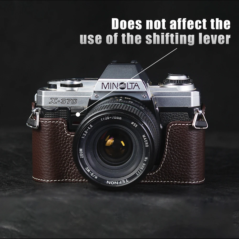 Tas kulit asli kamera X370 casing setengah buatan tangan untuk Minolta X370 casing tali kamera tali kulit setengah casing