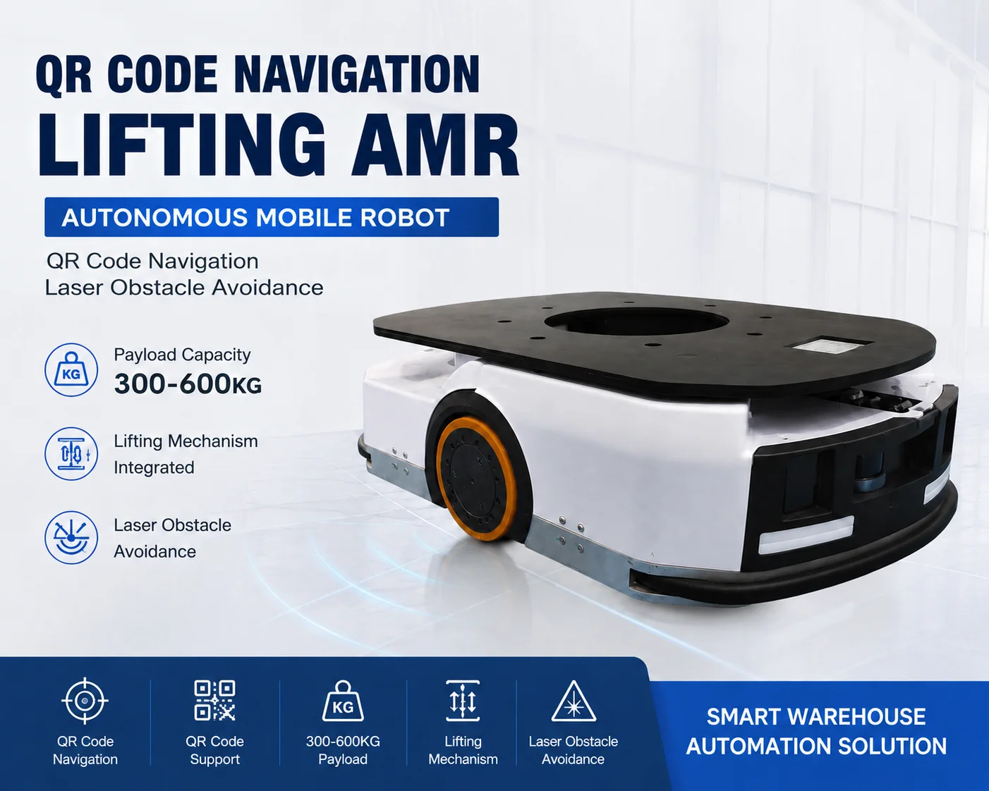 TZBOT 2026 NEW Design Factory Price AGV Robot Laser Navigation Trackless Logistic Material Handling Equipment 600kg Carrying Amr