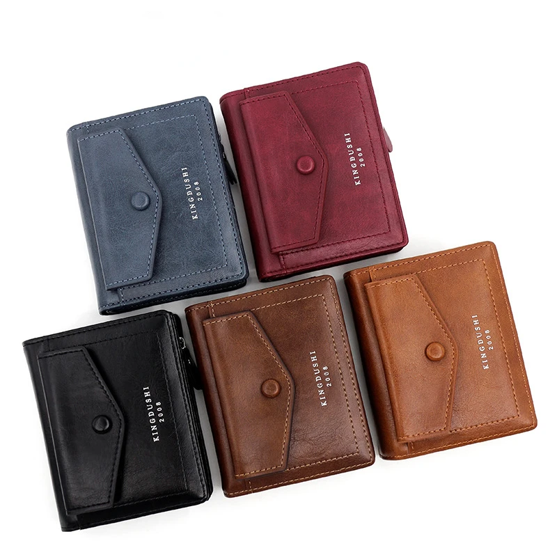 

New Men's Wallet Short Zipper Vertical Thin Card Bag Fashion Multi Card Mini Zero Wallet