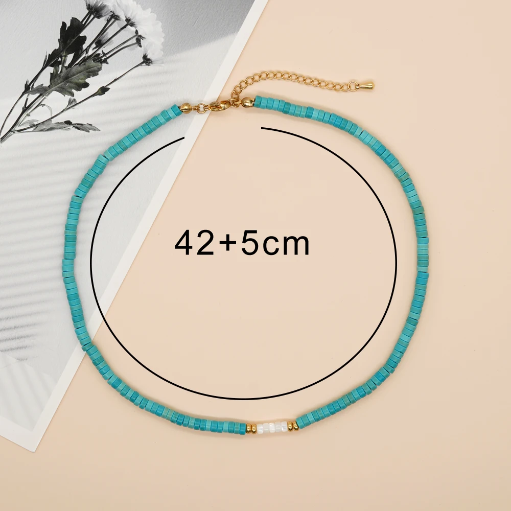 1PC Go2boho Simple Turquoise Friendship Gold Plated Necklace Women\'s Bohemian Summer Beach Fashion Jewelry Accessory