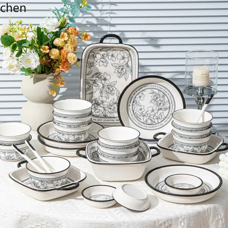 ZMLUnderglaze Color, Ceramic Tableware, Gift Box Set, Dishes, Soup Bowls, Combination Package.