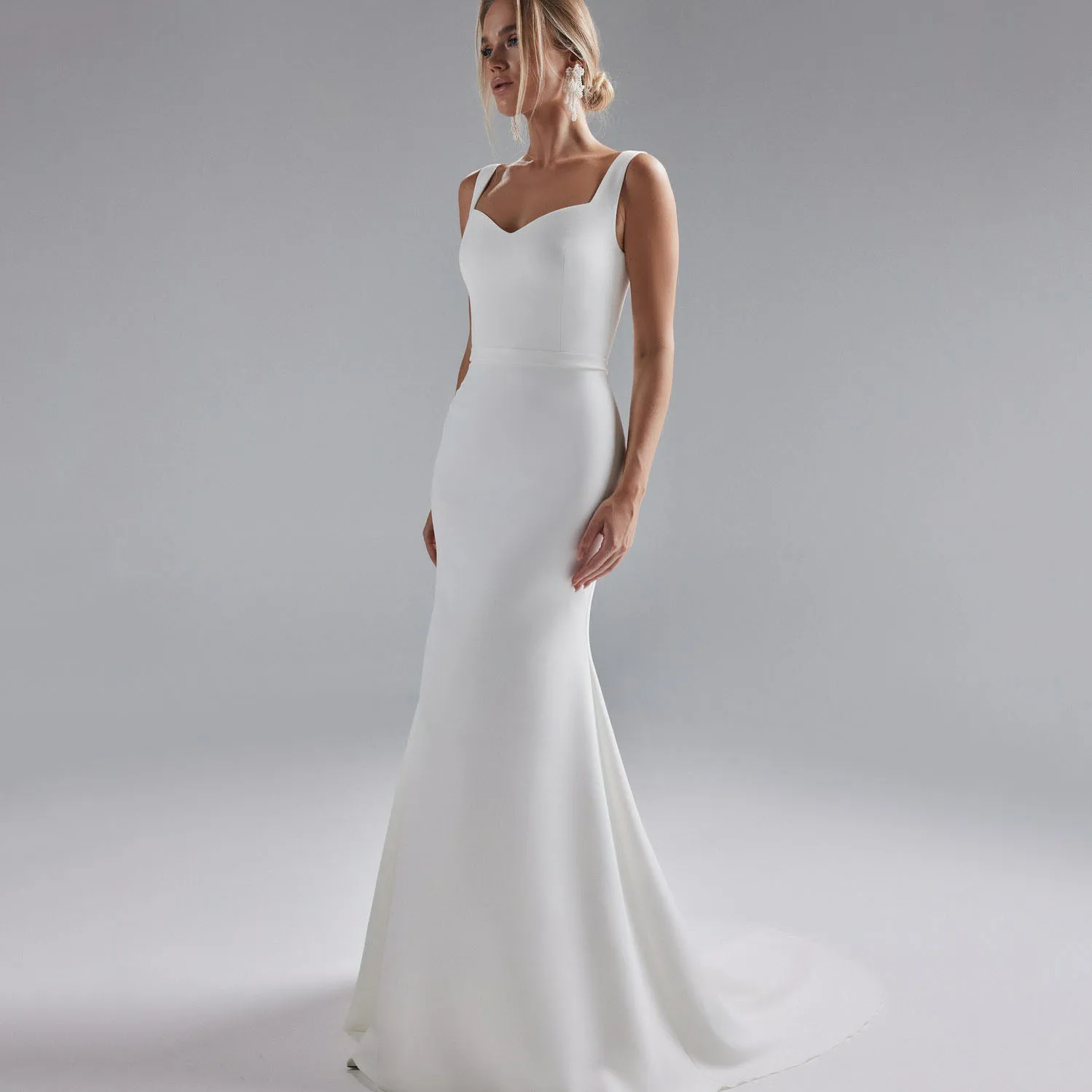 

Vintage Mermaid Wedding Dresses 2025 Simple Civil Brides Dress Backless Buttons Wedding Gown Women Long Bridal Dress Customized