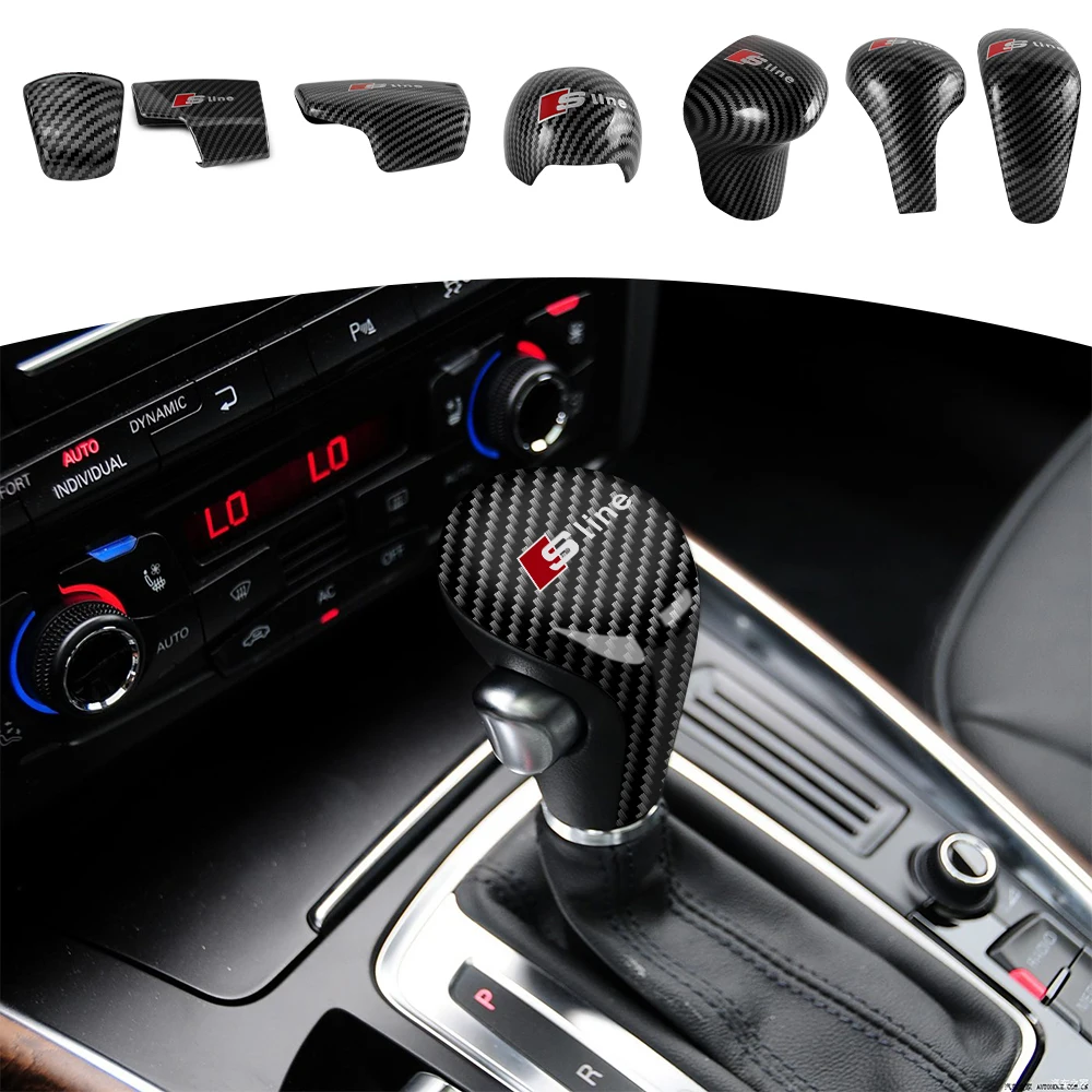 Gear Shift Knob ABS SLINE Carbon Fiber Cover Gear Rod Protect Case Manual Shifter for AUDI A6L A7 A4 A5 A6 Q5 Q7 S6 S7 A3 Q2 Q5L