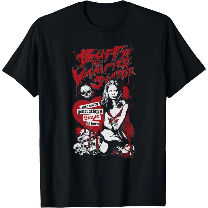 

0423 Buffy The Vampire Slayer Gift t shirt 100% cotton printed Tee Crew Neck Short Sleeve Graphic clothes All size tops S-6XL