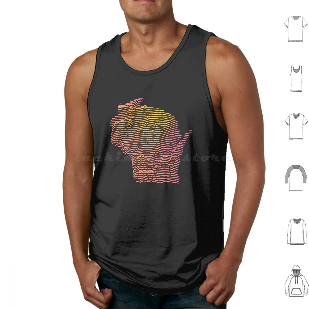 Wisconsin Map Art-Joy Plot Topography Tank Tops Vest Sleeveless Wisconsin Wisconsin Map Map Of Wisconsin Wisconsin Art