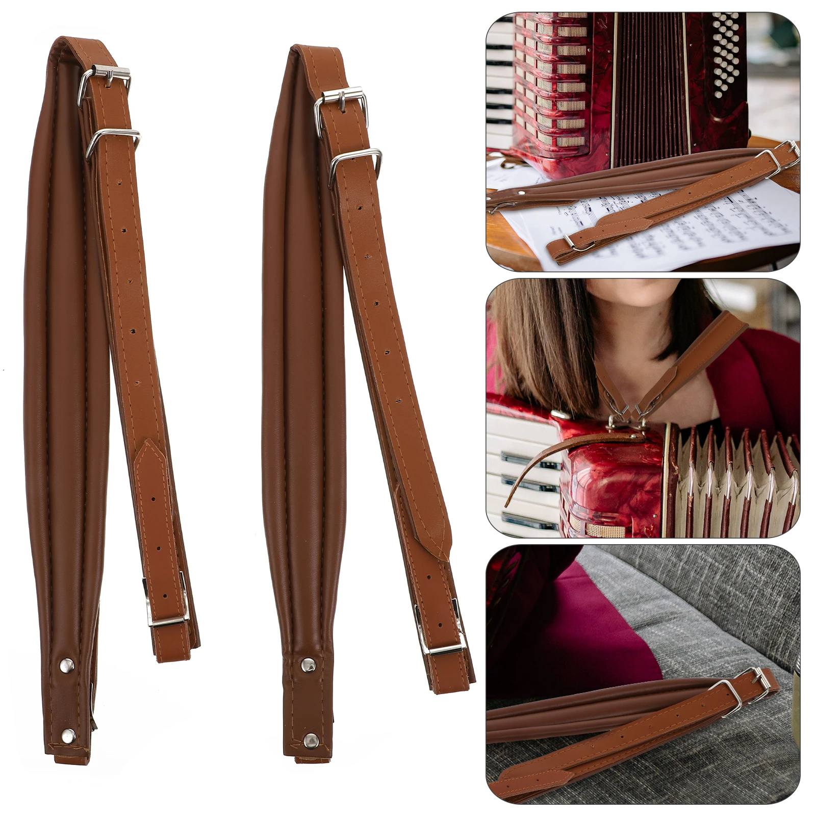 

2Pcs Accordion Shoulder Belt PU Adjustable Straps Canvas Waist Durable Corrosion Resistant Comfortable Stylish Design Premium