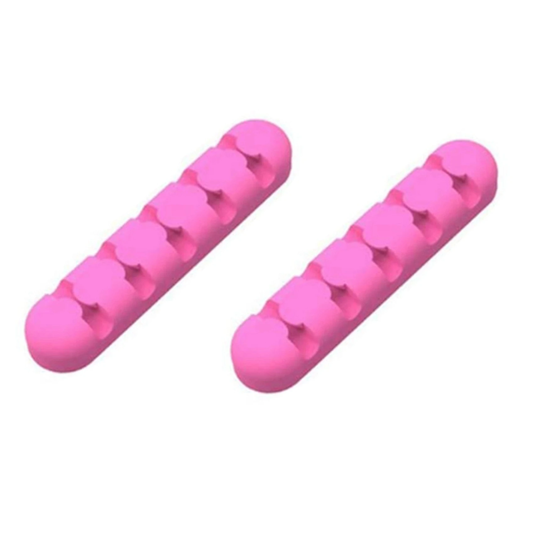 Silicone Cable Winder Plug Holder Cord Management Desk Wire USB Data Charger Cable Storage Organizer 2Pcs,Pink