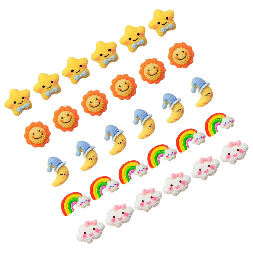 

30Pcs Push Pins Decorative Thumb Tacks Cute Patterns Compact Lightweight Office Home Cork Board Photos Fixing Moon Push Pins